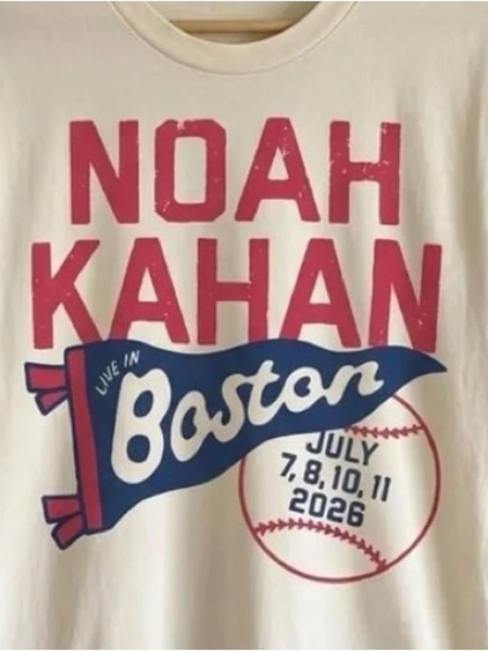 Noah Kahan Exclusive Fenway Park 2026 T-Shirt off white - Picture 2 of 2